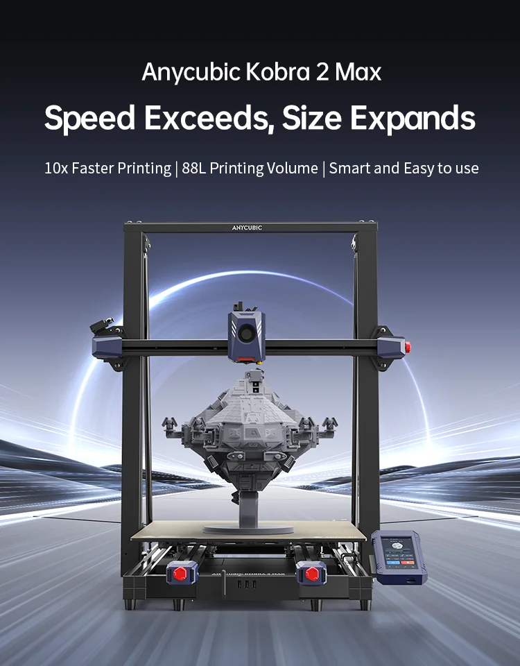 ANYCUBIC Speed FDM Series 3D Printer Kobra 2 Max Kobra 4 3D Printer Large Size Auto-levelling DIY FDM 3D Printers Kobra 4 Combo