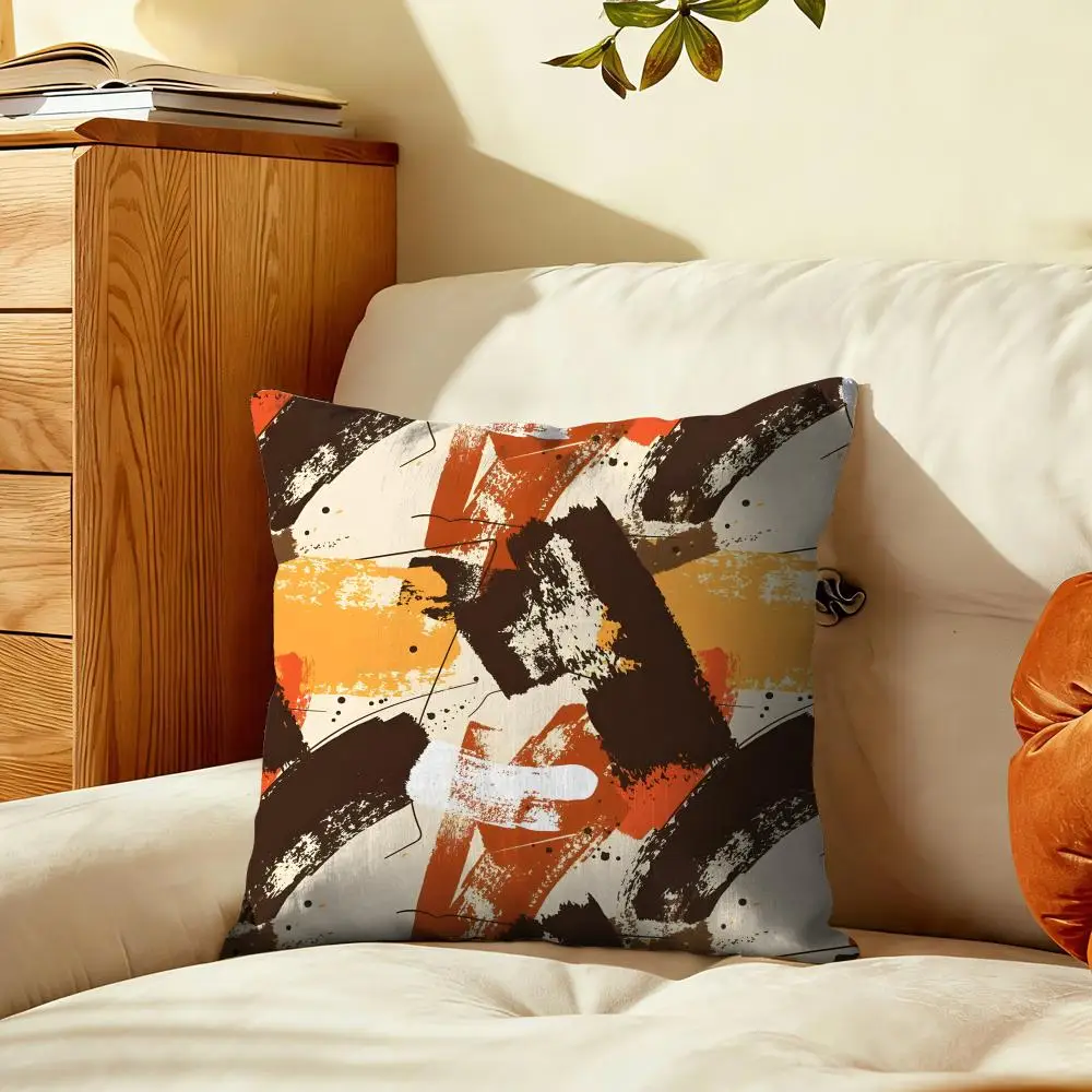 Modern Graffiti Stroke Prints Cushion Cover Plush Fabric Soft Double-Sided Printed Sofa Home Decor Fine Winter Gift Pillow Case