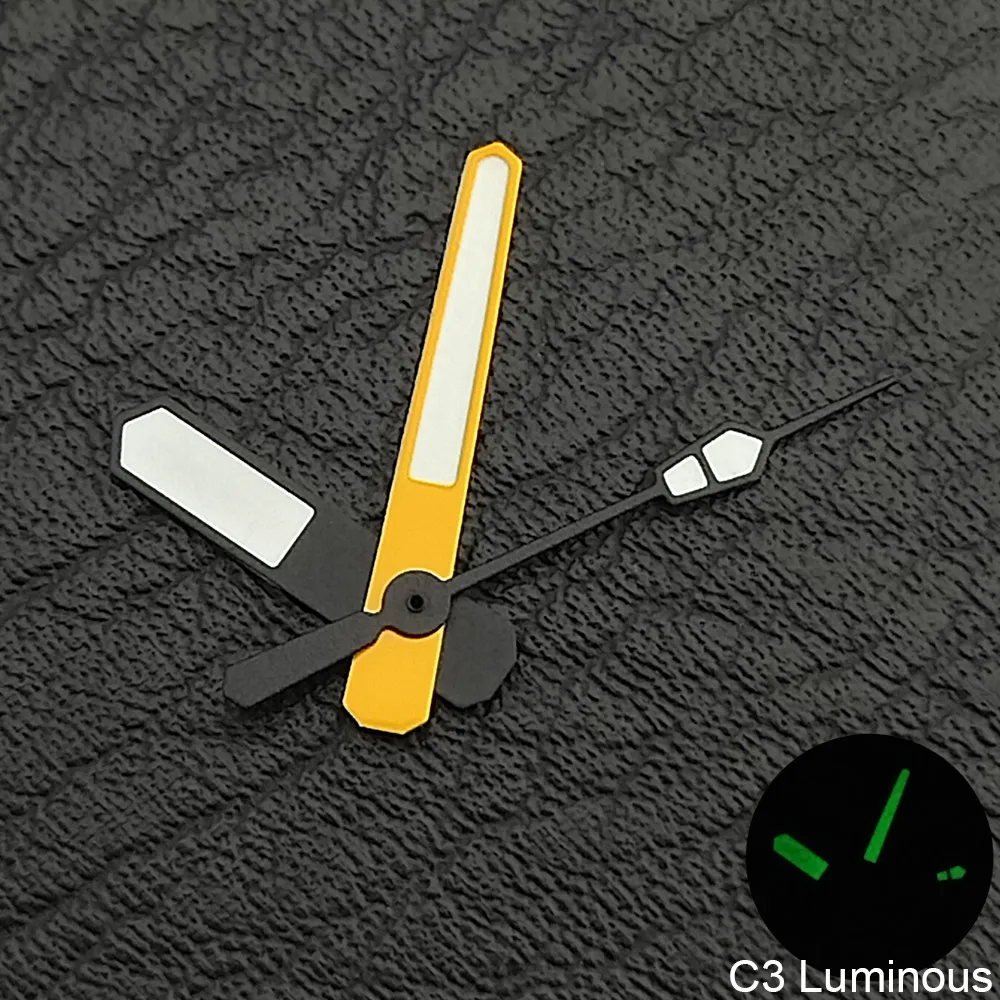 12,5 mm silberne und goldene Uhrzeiger, C3 grün leuchtend, für NH-35/NH36/4R/7S Uhrwerke, Zeiger – Detail 8