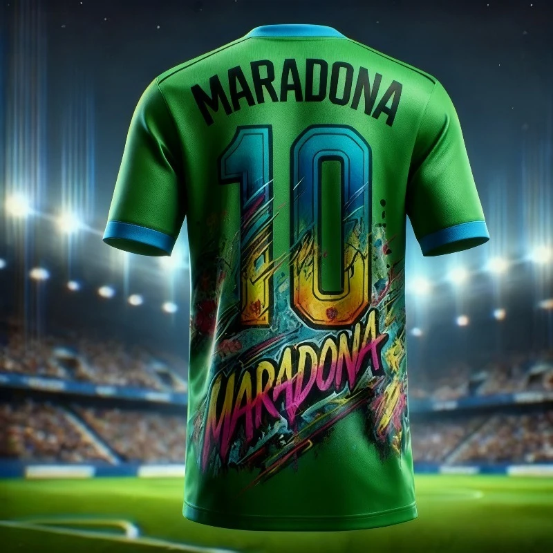 تي شيرت رياضي مطبوع عليه Football King Superstar Maradona للرجال بطبعة تذكارية، تي شيرت رياضي يوميًا في الهواء الطلق وجيد التهوية سريعًا