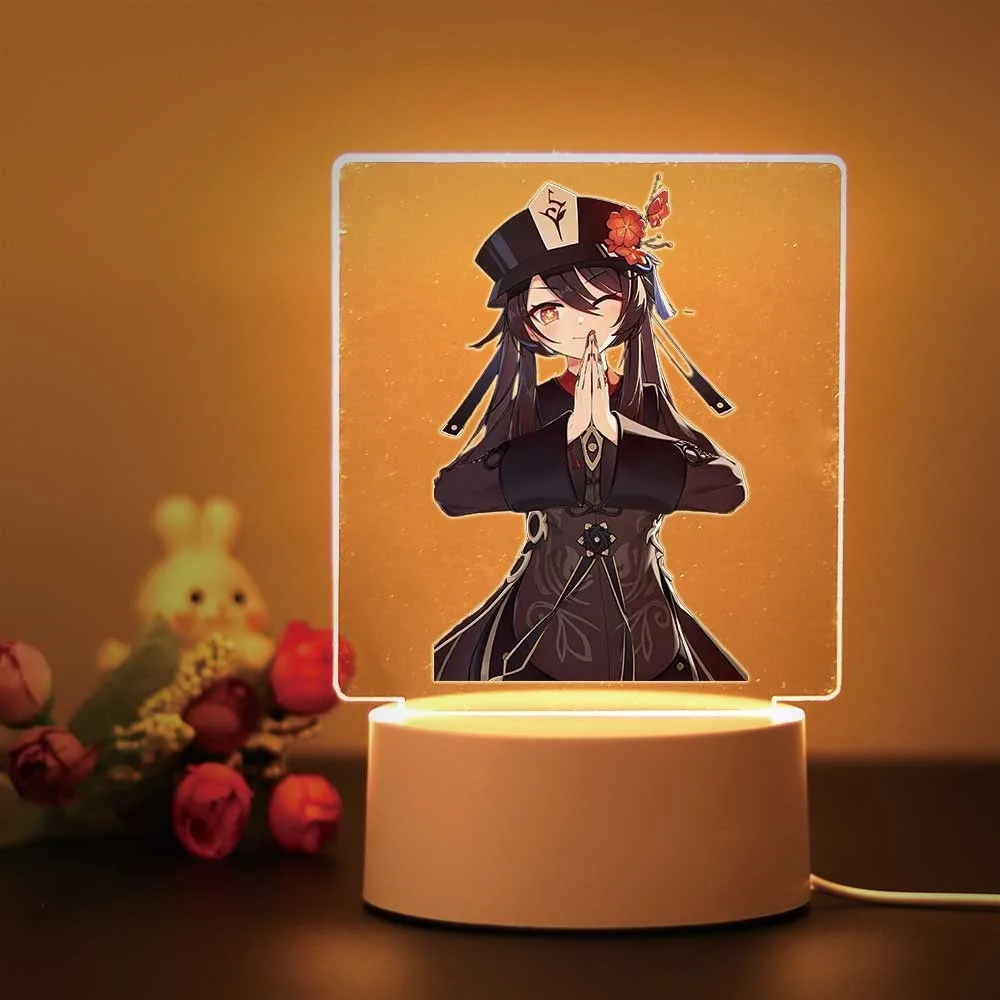 Genshin Cute Hu Tao 3D Illusion Light voor Game Room Decor de jongens meisjes verjaardagscadeau