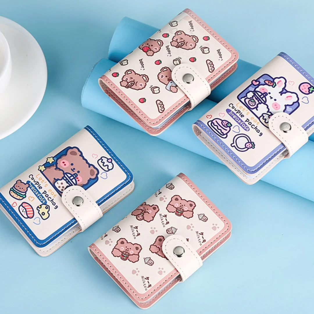 Korean Anti Thief Kawaii Bear Card Holder Cute Multi Grids Business ID Credit Bank Card Case Photocards Holder Portable Wallet