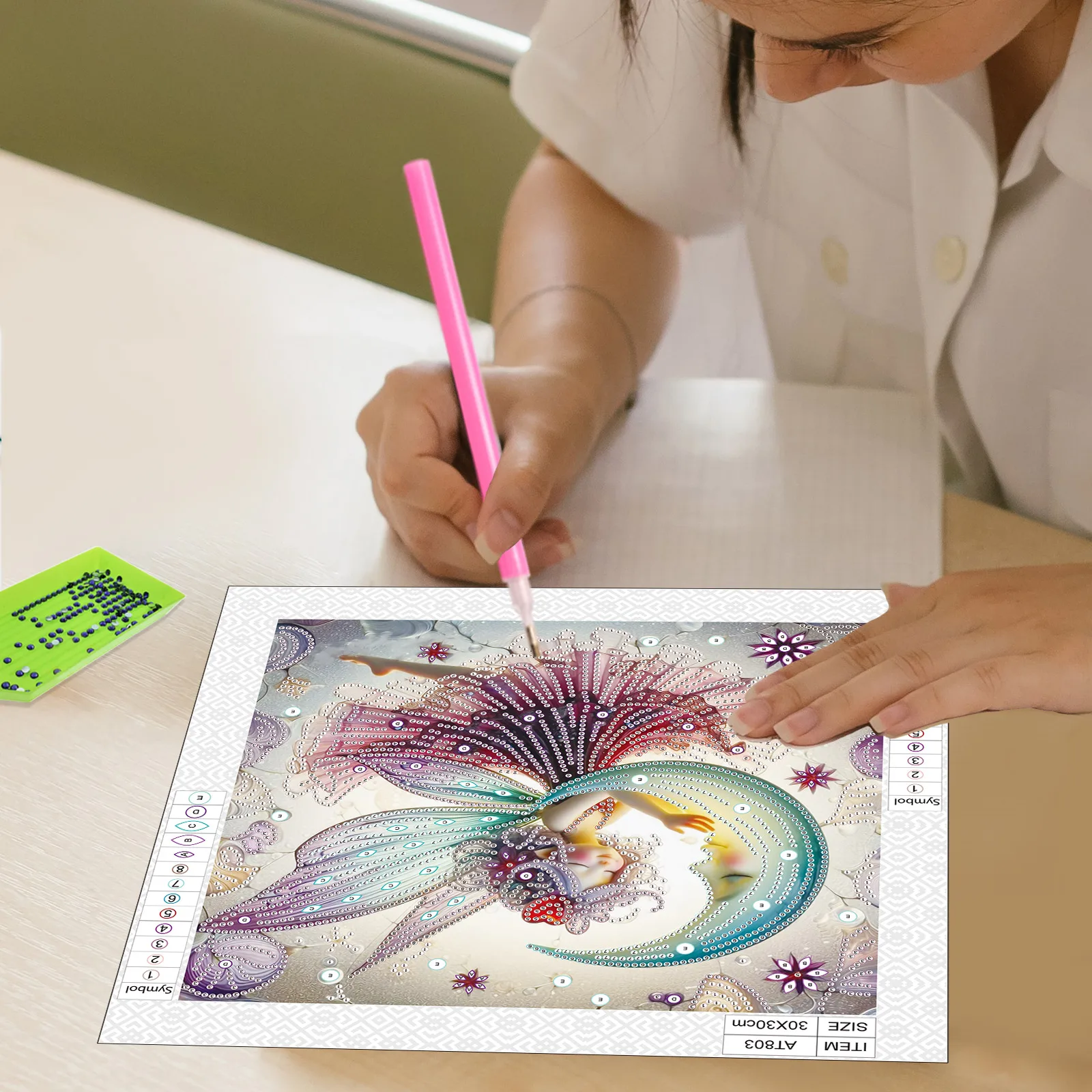 مجموعة فنية ماسية ذات شكل خاص من DIY Moon Fairy للمبتدئين والكبار، مجموعات رسم فنية ماسية لتزيين جدران المنزل كهدية #6