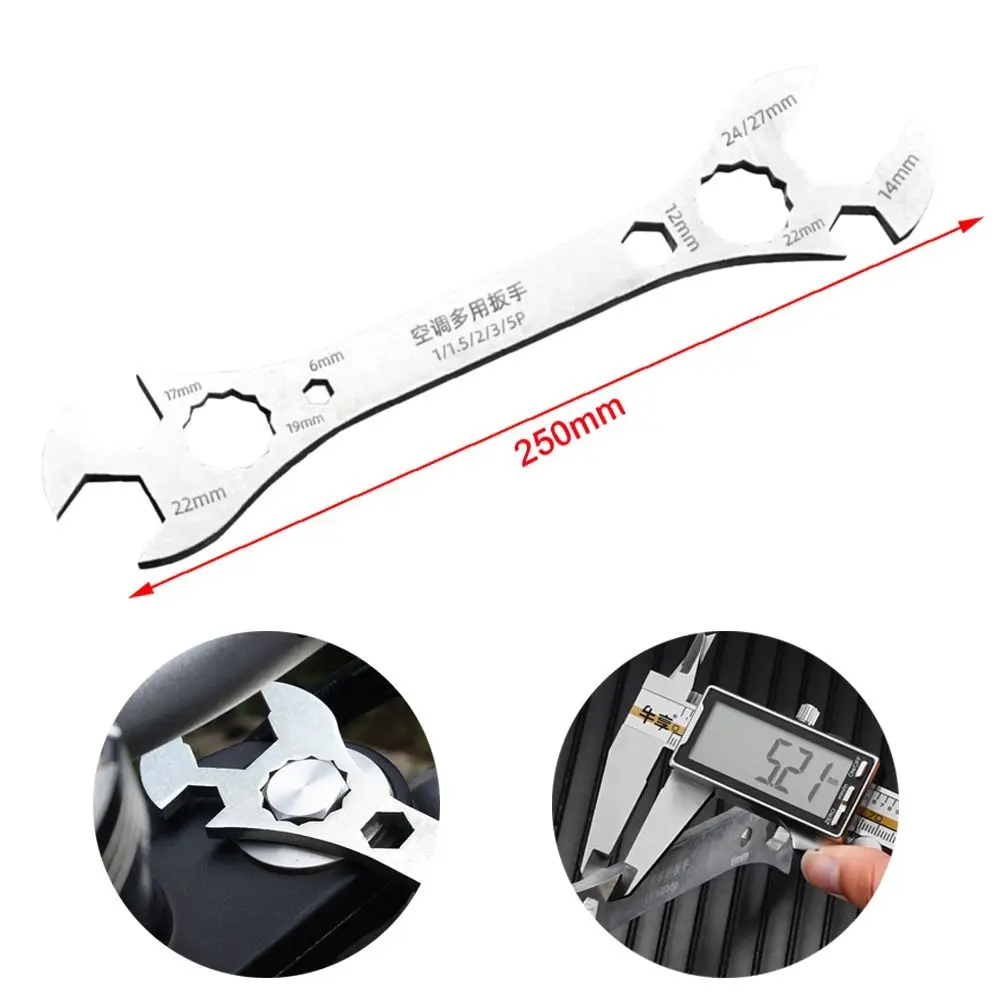 

Multi-Functional Air Conditioner Wrench Thickening and Hardening Alloy Steel Open End Wrench Durable Multifunctional Wrench