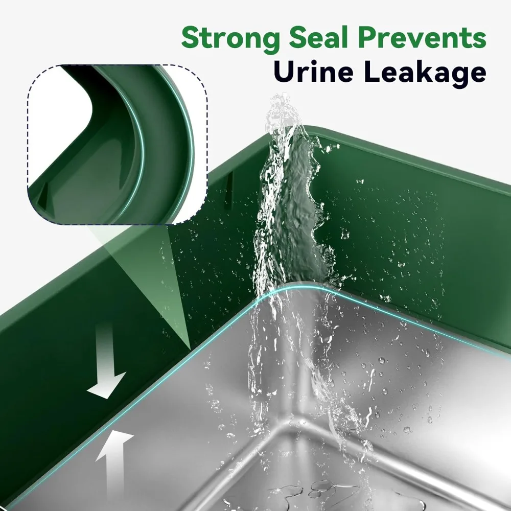 صندوق نفايات القطط من الفولاذ المقاوم للصدأ كبير جدًا مقاوم للصدأ مع غطاء مقاوم للرائحة وغطاء حصيرة القمامة لحجم XL #3