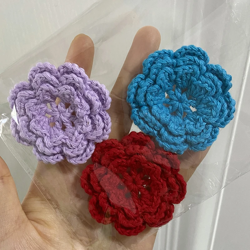 2PCS Crocheted Cotton Knitting Three Layers Flower Lace Hat Clothing DIY Craft Apparel Accessories 5.5cm украшение для вязания