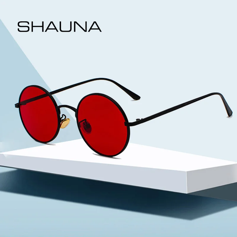 SHAUNA Super okrągłe damskie okulary przeciwsłoneczne marka projektant moda męska ciemnozielone soczewki odcienie UV400