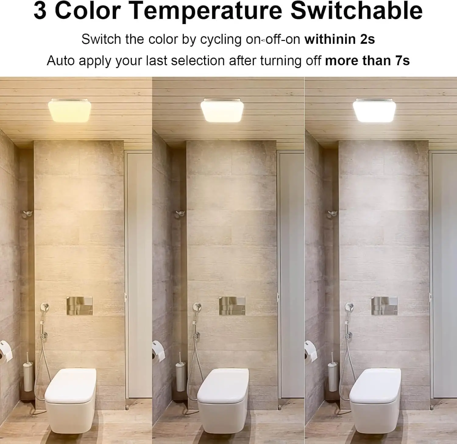 مروحة عادم الحمام 110 CFM مع ضوء، 3 ألوان قابلة للتحويل (3000K/4000K/5500K)، 1000LM LED، فائقة الهدوء 2.5 سنونز