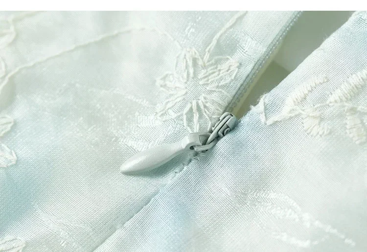 SENTUBILA Damen Jacquard Qipao 2026 Sommerkleid mit Flügelärmeln und Seitenschlitz, Neues Chinesisches Midi-Kleid Q52LO2319 – Detail 29
