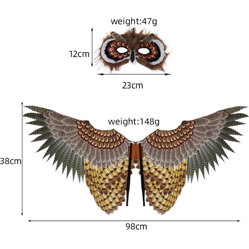 الأطفال البومة قناع أجنحة مجموعة حفلة كرنفال ماردي غرا تأثيري هالوين الكرة الدعائم الاطفال هدية