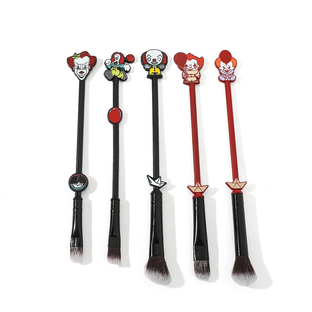 5pcs Halloween themed Makeup brush Horror Peripheral Clown Skull Makeup Brush Set Cartoon Creative Eyeshadow Brush Makeup Tools