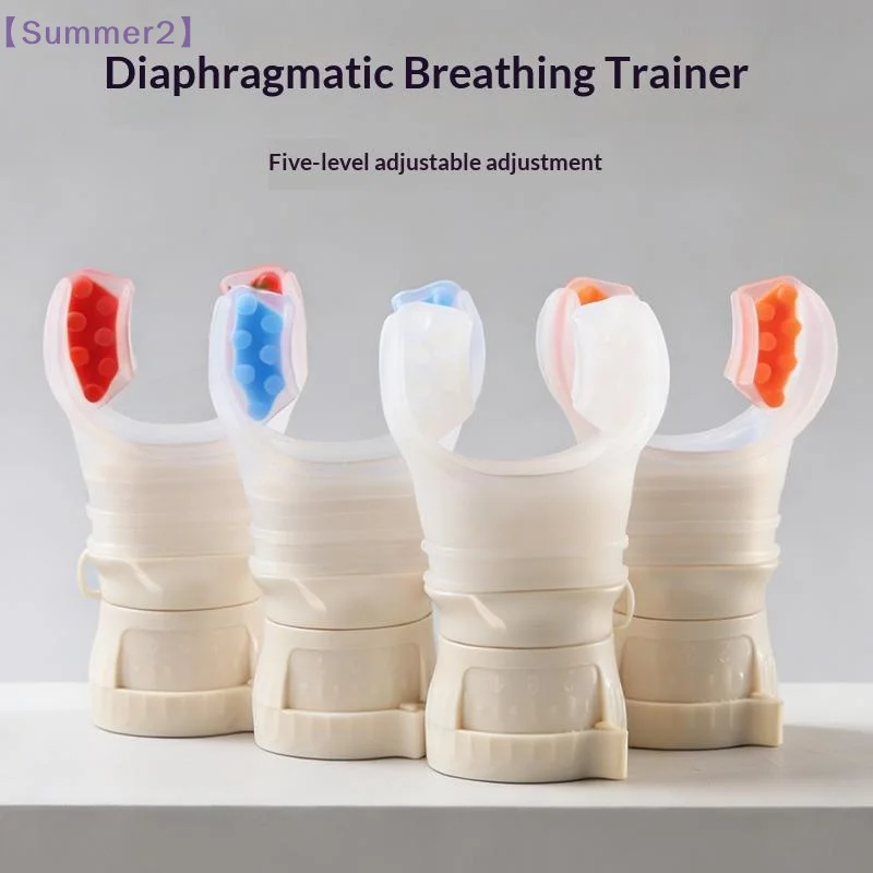 【Xia2】Adjustable 5 Levels Breathing Trainer Silicone Lung Capacity Exerciser Portable Mouthpiece Respiratory Exercise Device{S}