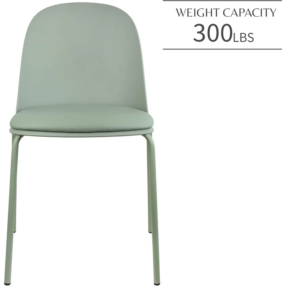 6-Piece Modern Stackable Dining Chair Set with Plastic Shell Seats and Upholstered PU Leather Cushions