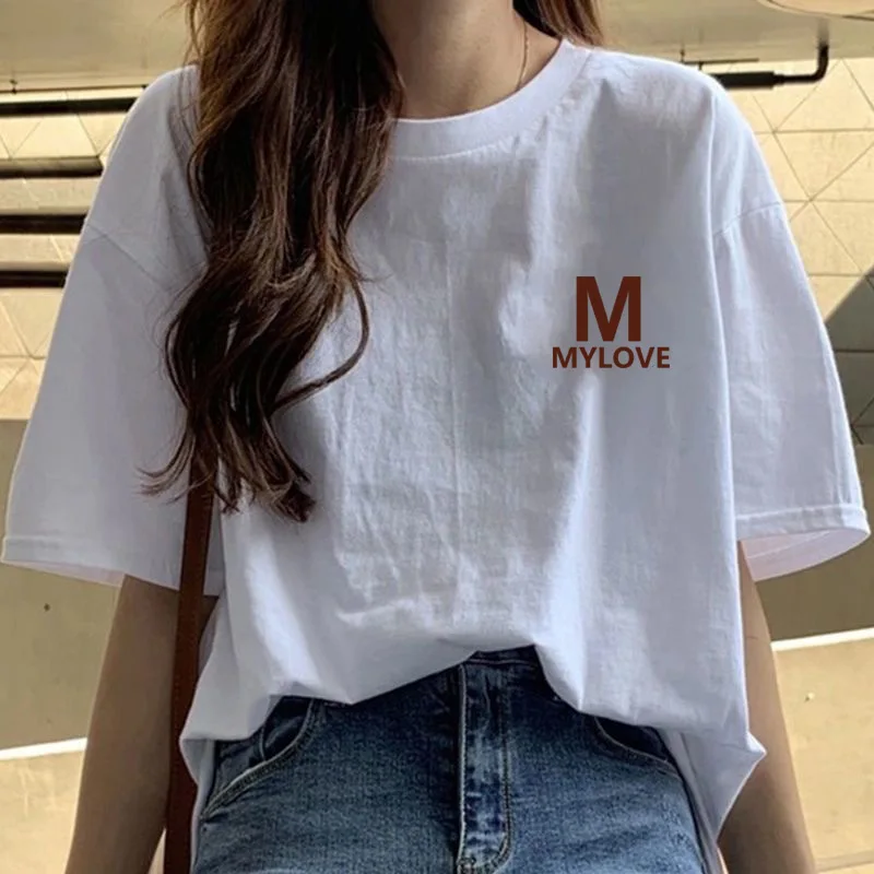 T-shirt Women's Niche Half-sleeved Ins Foreign Style Short-sleeved Letter-printed Round Neck Short-sleeved T-shirt on Clothes