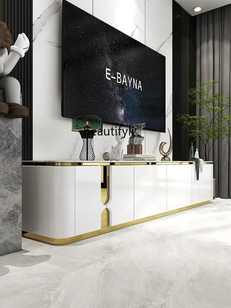 

K185 Light luxury living room simple modern slate TV cabinet background wall cabinet home small apartment bedroom