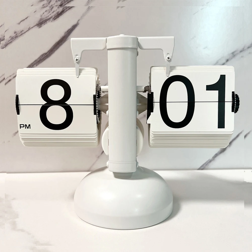 Modern Automatic Page Turning Flip Clock for Home Office Decor Technological Sense Table Clock