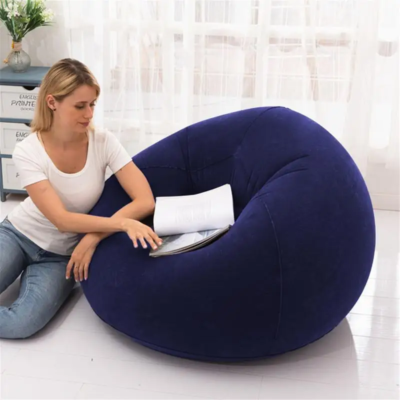 Lazy Inflatable Sofa Chairs  Soft Flocked Cloth Bean Bag Couch Pouf Puff Couch Air Bean Bag Chair  For living room Leisure Sofa