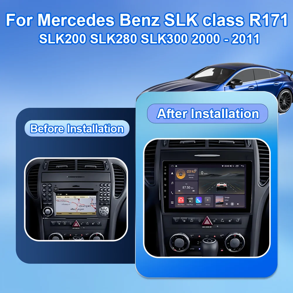 Android 15 For Mercedes Benz SLK class R171 SLK200 SLK280 SLK300 2000-2011 Multimedia Video Player GPS Stereo CarPlay Head Unit