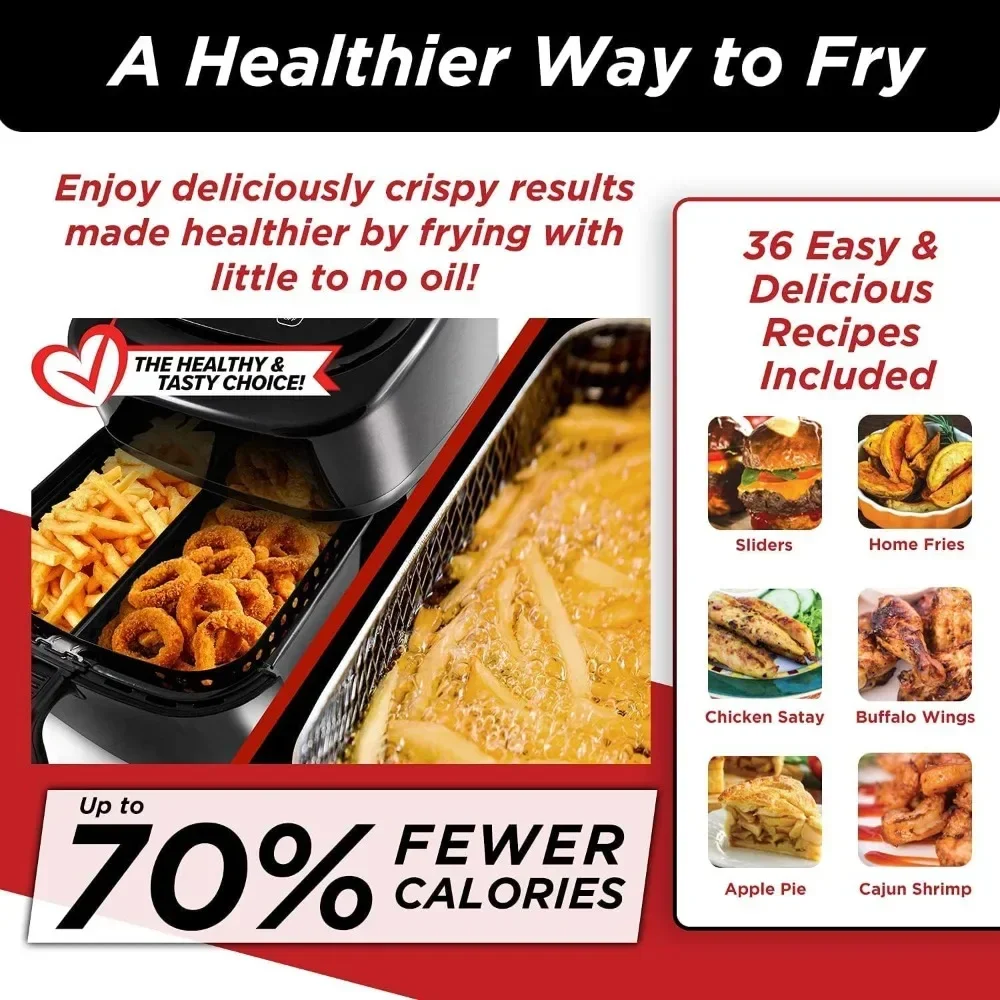 Air Fryer with Probe One-Touch Digital Controls, Advanced Cooking Functions,