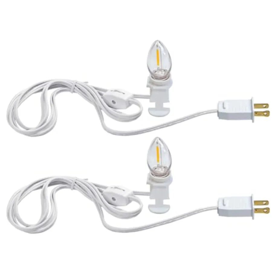 2 Pack 0.6W 2700K Featuring Standard E2 LED Bulb Candelabra Base Christmas Village Light with 2 LED Light Bulb