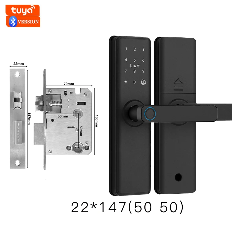 2025 Nieuw slim deurslot met Bluetooth-compatibel Tuya APP Digitaal elektronisch slot Smart Home Houten deurslot Vingerafdruk