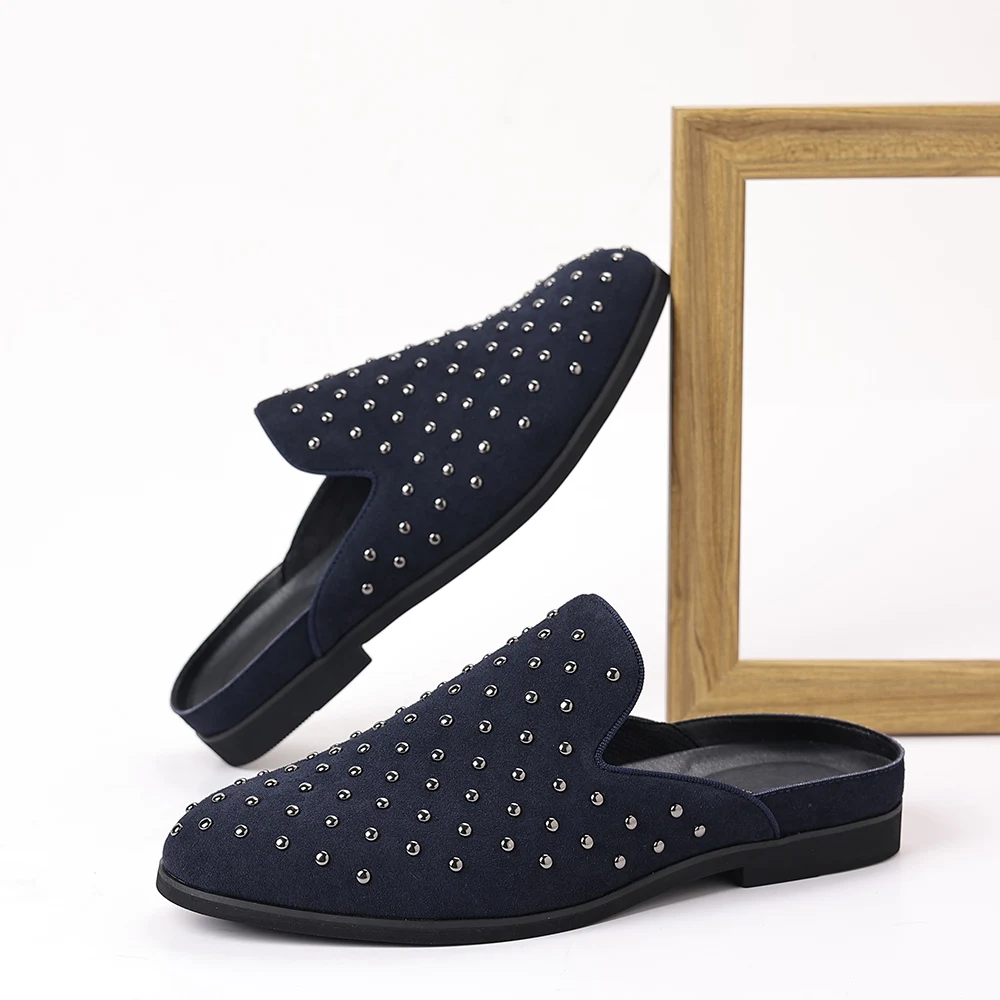 Summer Breathability Half Shoes for Men Loafers Slippers Leather Casual Driving Shoe Loafer Lightweight Flats Sandals Big Size48