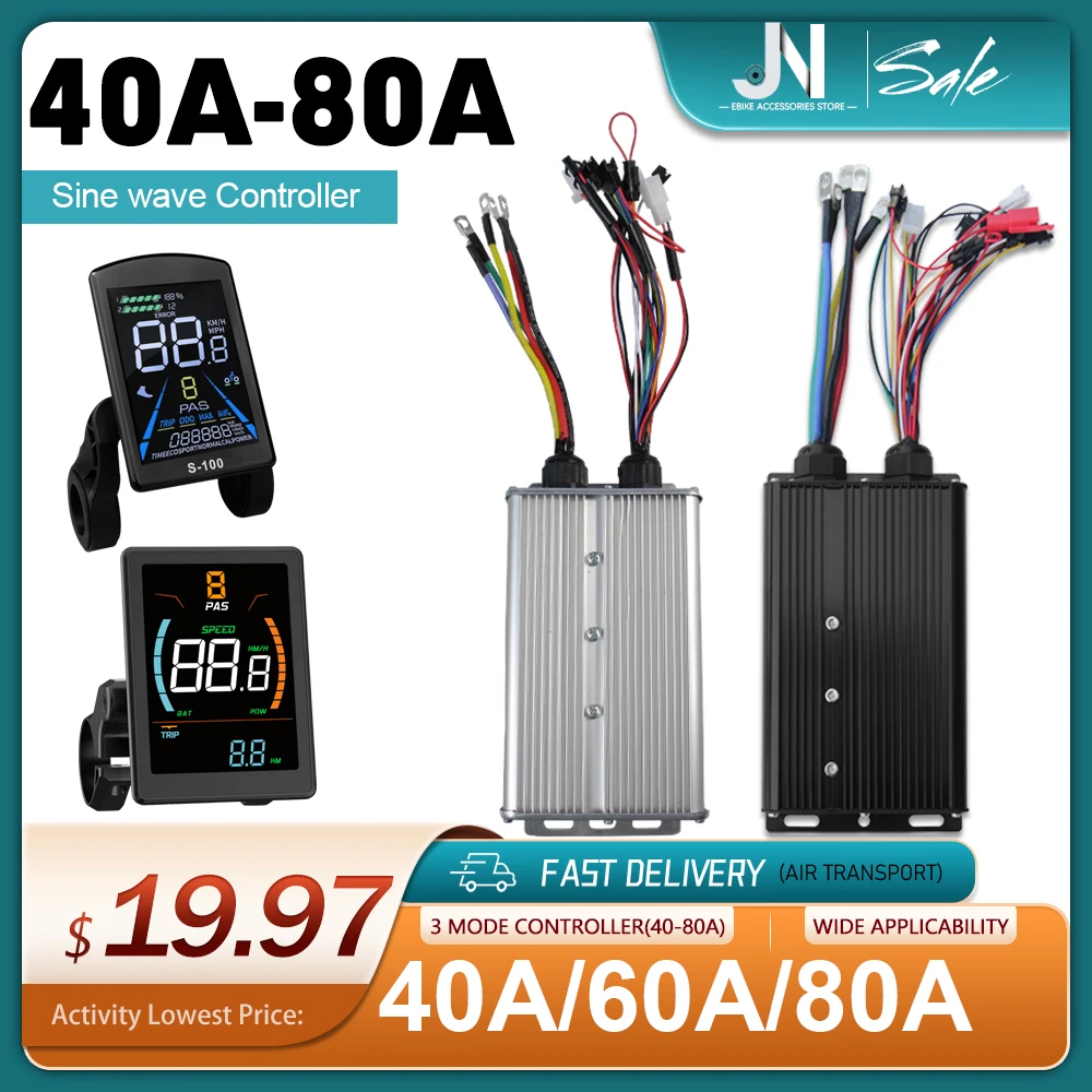 

Electric Bicycle 36V/48V/52V/72V 40A/60A/80A Sine Wave with Learning Function Controller and LCD Color Display 1000W-5000W Motor