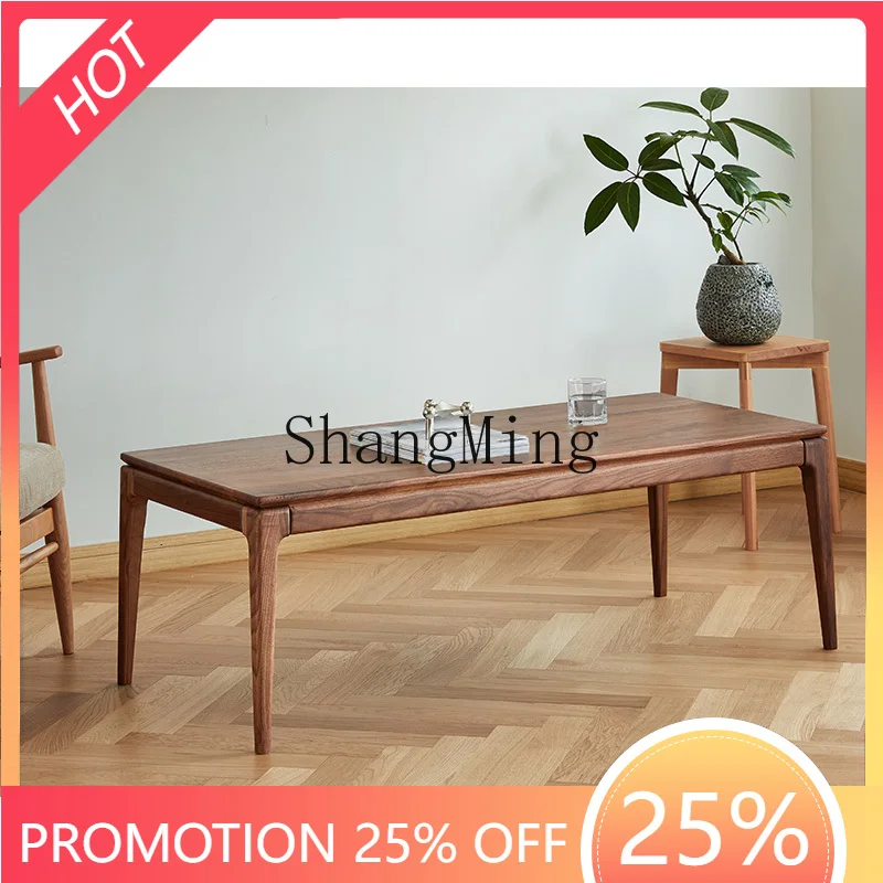 

Журнальный столик из массива дерева для дома, прямоугольный, современный, простой, из черного ореха, для гостиной.