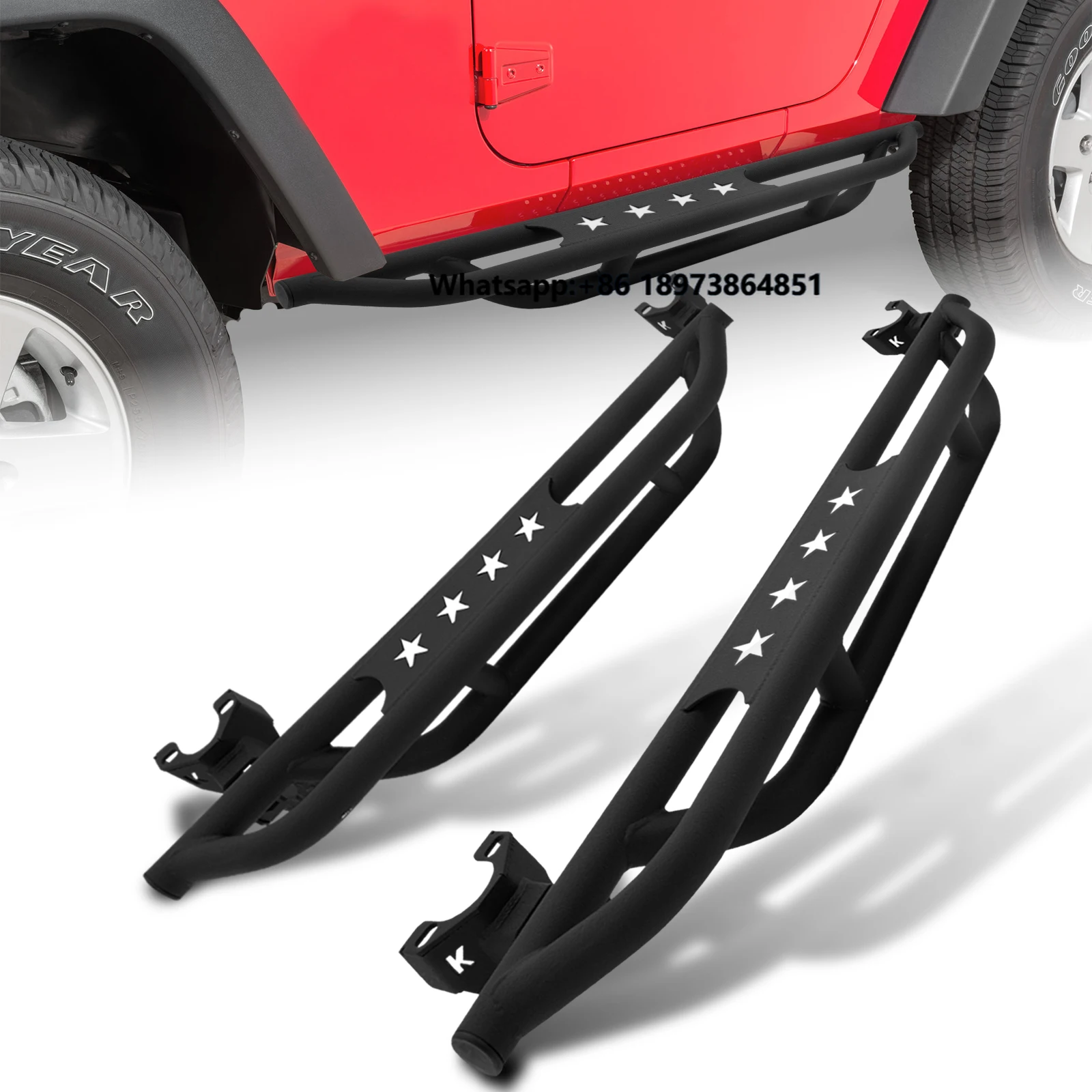 

For 2007-2018 Jeep Wrangler JK 2 Door Running Boards with Heavy-Duty Tube Side Steps Upgraded Matte Black