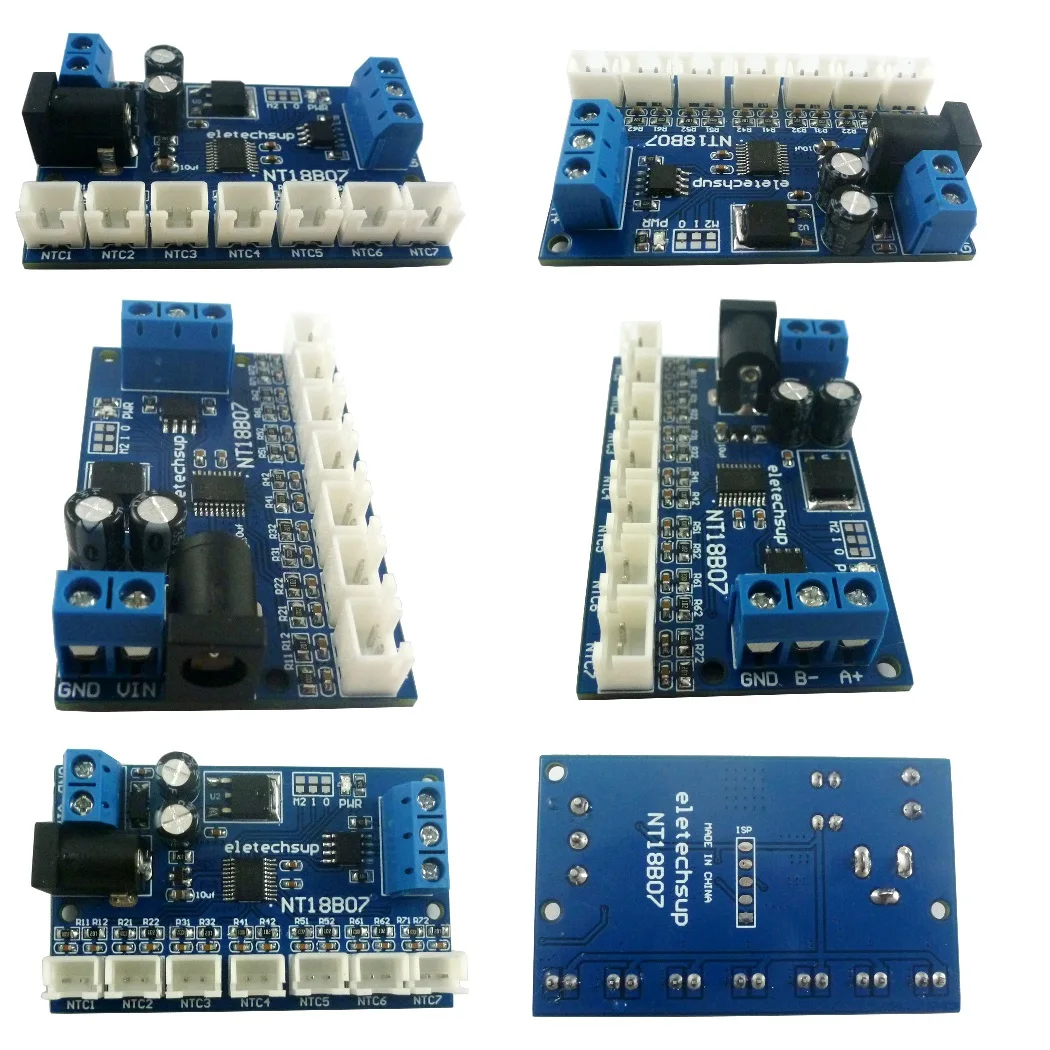 NT18B07 7CH DC 12V RS485 Termistor NTC Czujnik temperatury Modbus Rtu Moduł monitora zdalnego akwizycji B3950 10K 1%