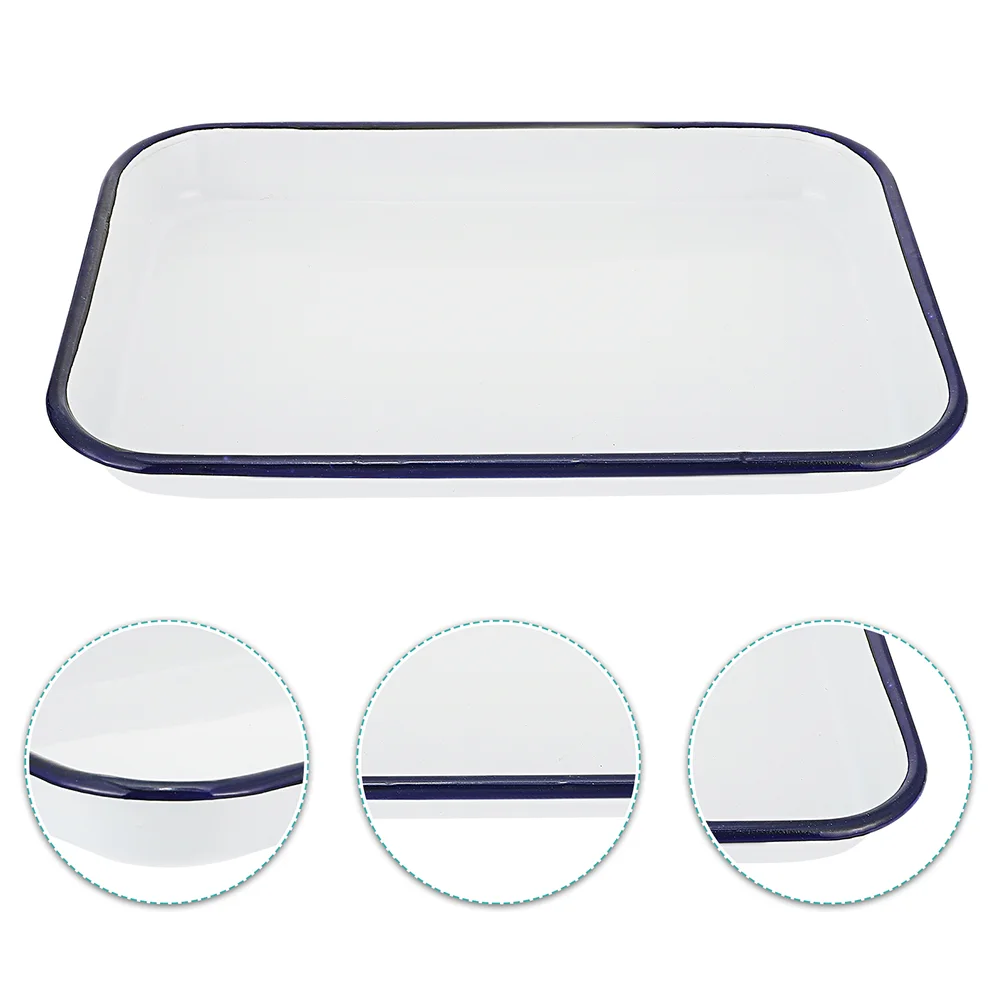 Enamel Tray Sterilized Square Grill Pan Plate Baking Pans Storage Experimental Laboratory Bakeware