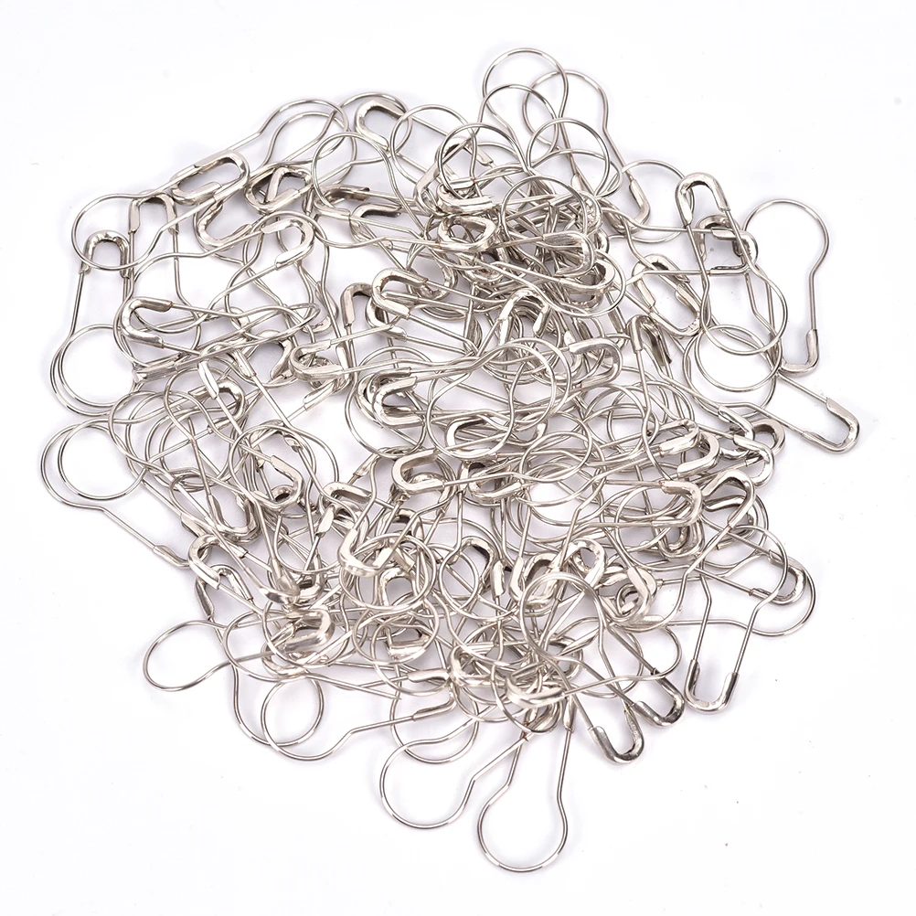 100Pcs Metal Pins Calabash Bulb Pear Shape Safety Metal Clips Knitting Stitch Marker Holder Tag Hangtag Pins Fastener Craft DIY