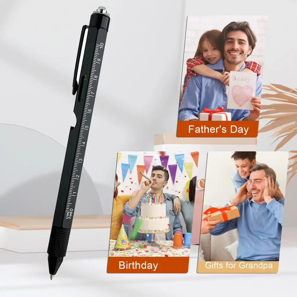 マルチツールペン多機能筆記ペン LED 付きマイナスプラスドライバーレベル定規栓抜きスタイラス男性へのギフト