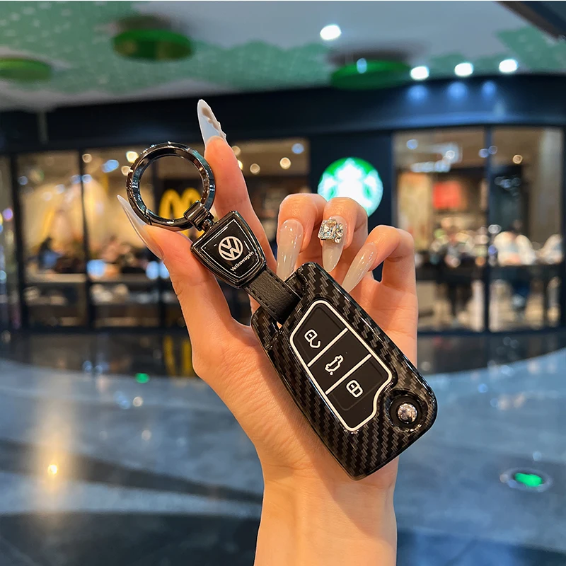 

Car Key Case Cover for VW Golf 7 MK7 3 Buttons Flip Folding Remote Key Fob for Seat for Skoda Car Accessories