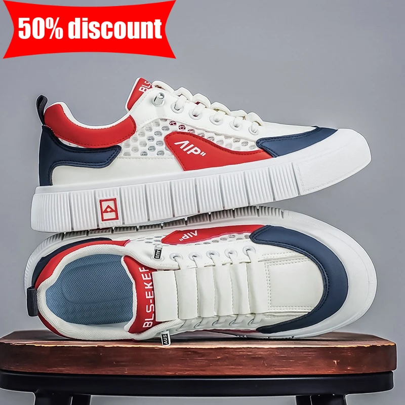 

Mens Board Shoes Summer Hollow Breathable Mesh Comfortable Casual Shoes Street Fashion Walking Lightweight Board Shoes Teenagers