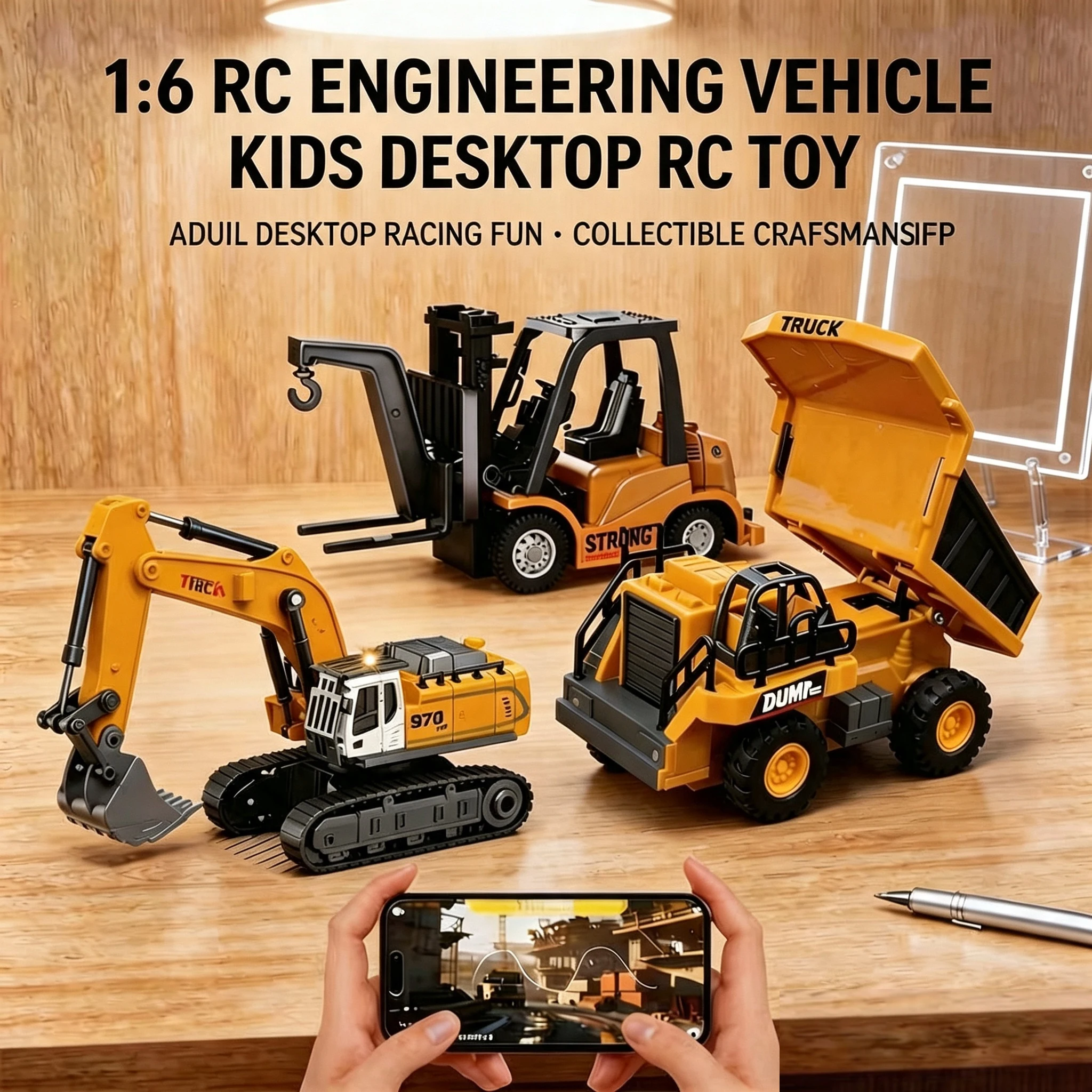 1: 64 RC model car 2.4G remote control excavator dump truck forklift alloy plastic simulation engineering vehicle children's toy