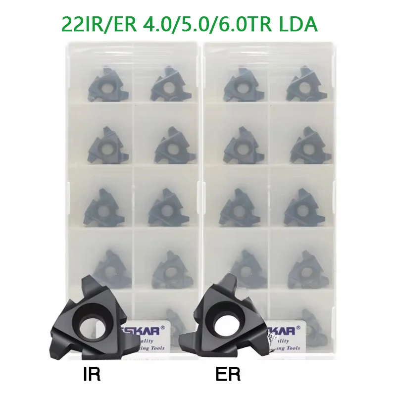 

10 шт. 22IR 22ER 4.0TR 5.0TR 6.0TR LDA твердосплавная вставка 100% DESKAR токарный станок с ЧПУ Т-образный инструмент для токарной обработки резьбы лезвие инструмент для резки металла