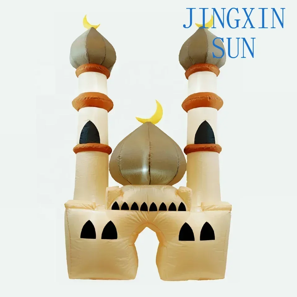 New Eid Mubarak Led Party Custom Courtyard Inflatable Eid Crescent Wishing Kareem Inflatable Ramadan Castle Balloon Decoration