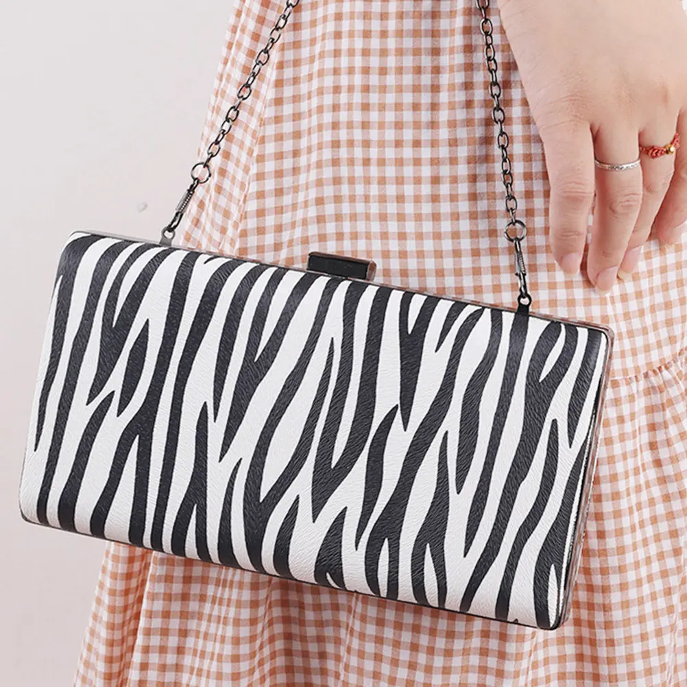 

1 шт. Вечерняя сумка с зебровым принтом, сумка из искусственной кожи, сумка для вечеринок, портативная женская сумочка, модный кошелек, универсальный полосатый мешочек