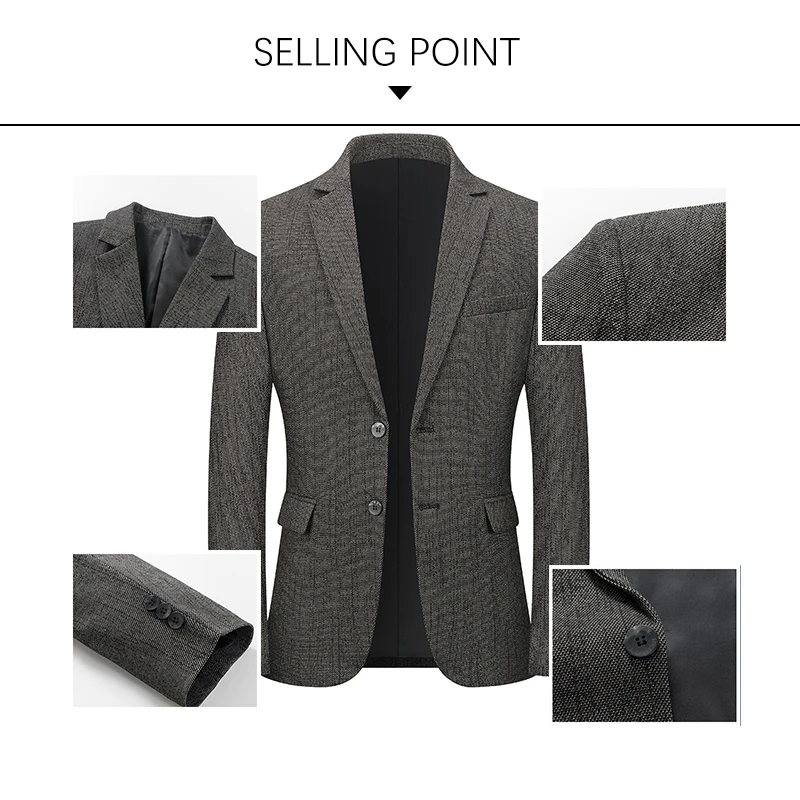 BROWON Brand Spring Autumn Forml Blazers for Men Slim Fit Two Button Fly Mens Suits Luxury Designer Wedding Coat Over Size