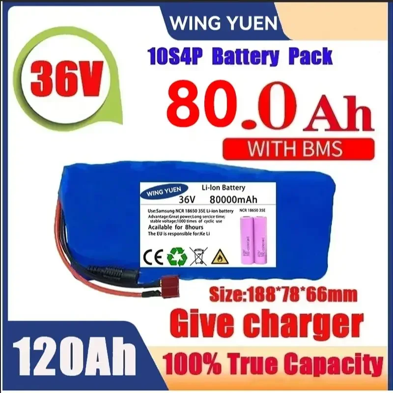 

Original 36V battery 10S4P120Ah battery pack 500W high-power battery 42V 120000mAh electric BMS+42V2A charger