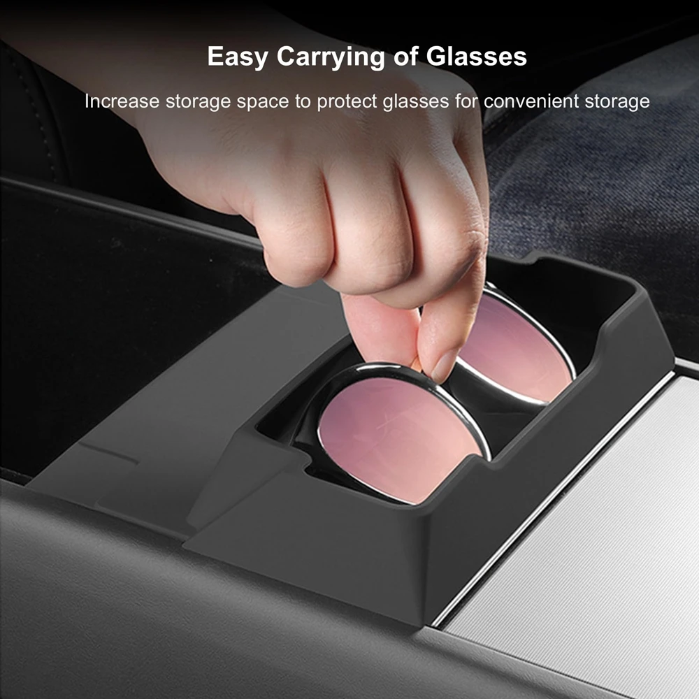 Für Tesla Model 3 Y Juniper 2025 2026 Mittelkonsole Armlehnen-Aufbewahrungsbox Brillenhalter Ablage Organizer Innenraum-Zubehör – Detail 4