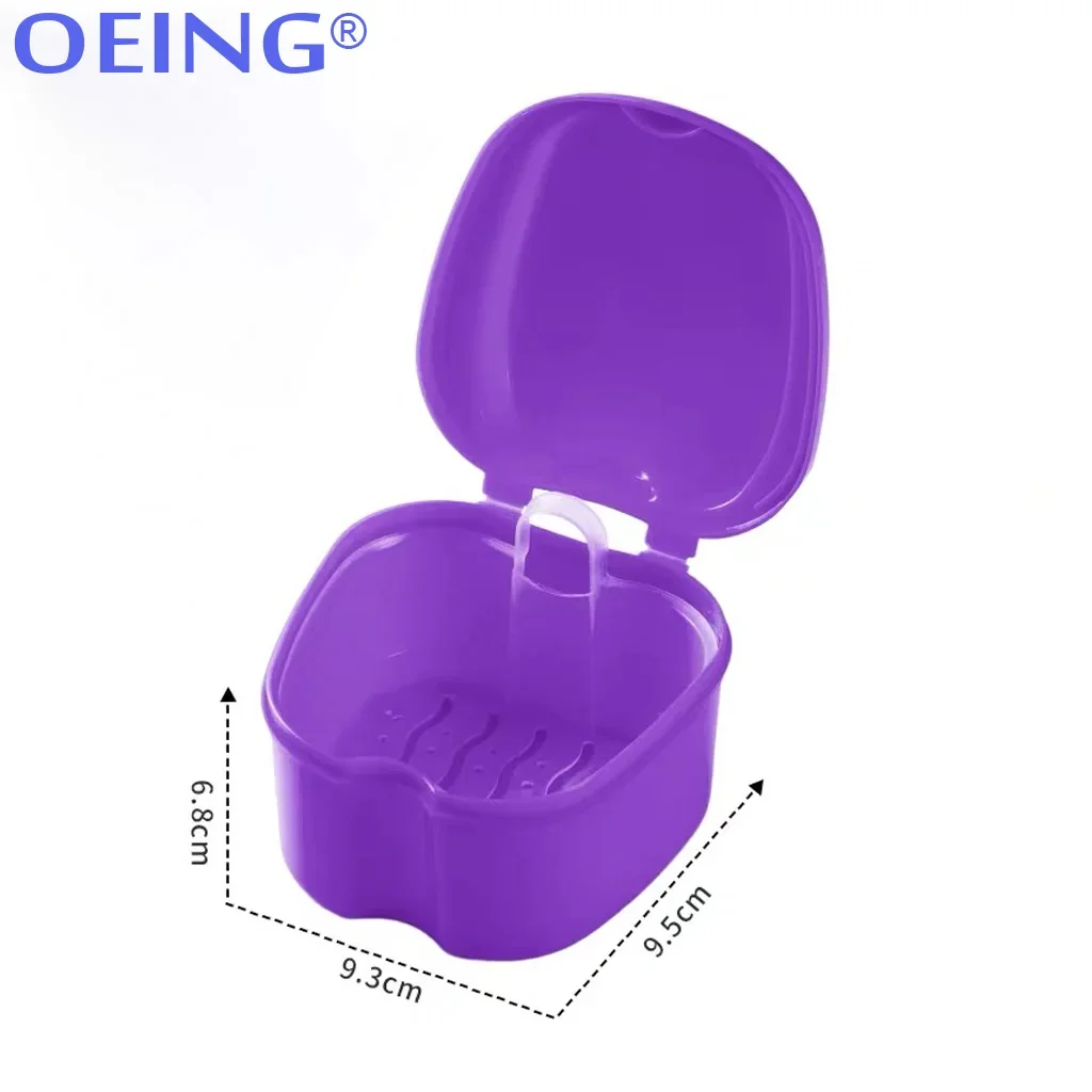 Denture Bath Box Organizer Denture Bath Box Cleaning With Hanging Net Container Artificial Tooth Case Orthodontic Retainer Case