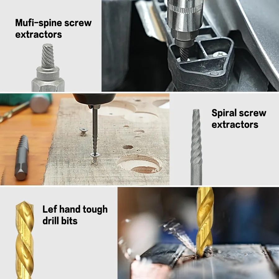 35Piece Helical Screw Puller Bolt Puller Kit for Easy Removal of Stripped Damaged Studs Rusty Fillet Bolts Nuts and Screws with
