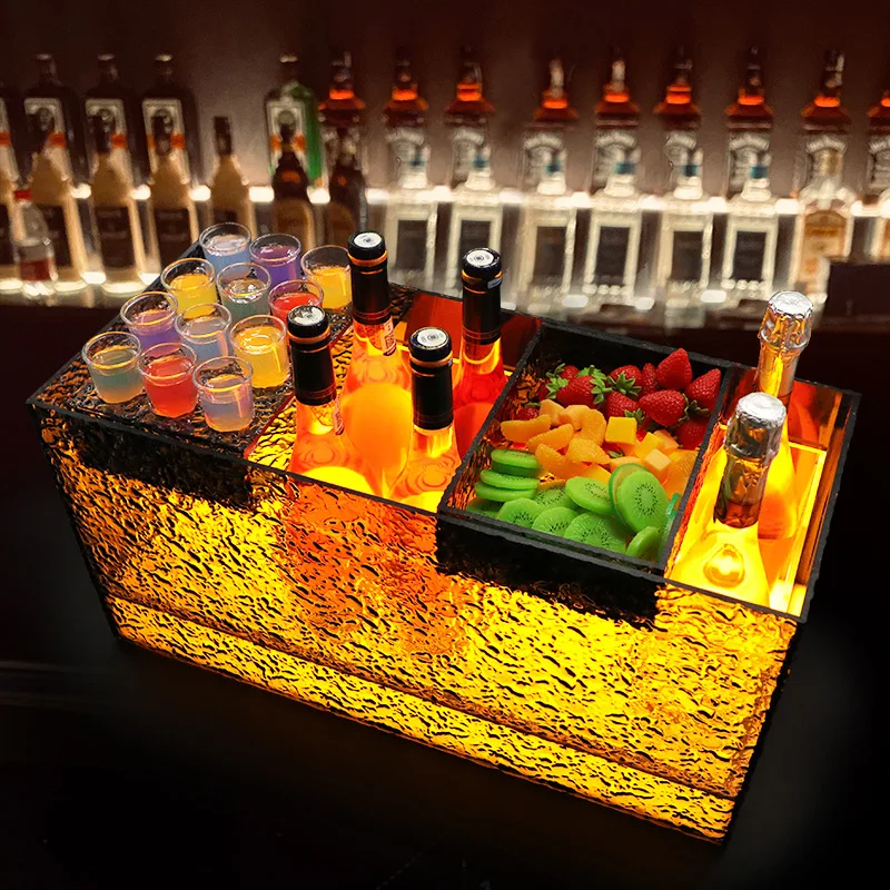 

LED luminous ice metal frame ice pattern champagne bucket beer frame ice bucket KTV bar soda beer