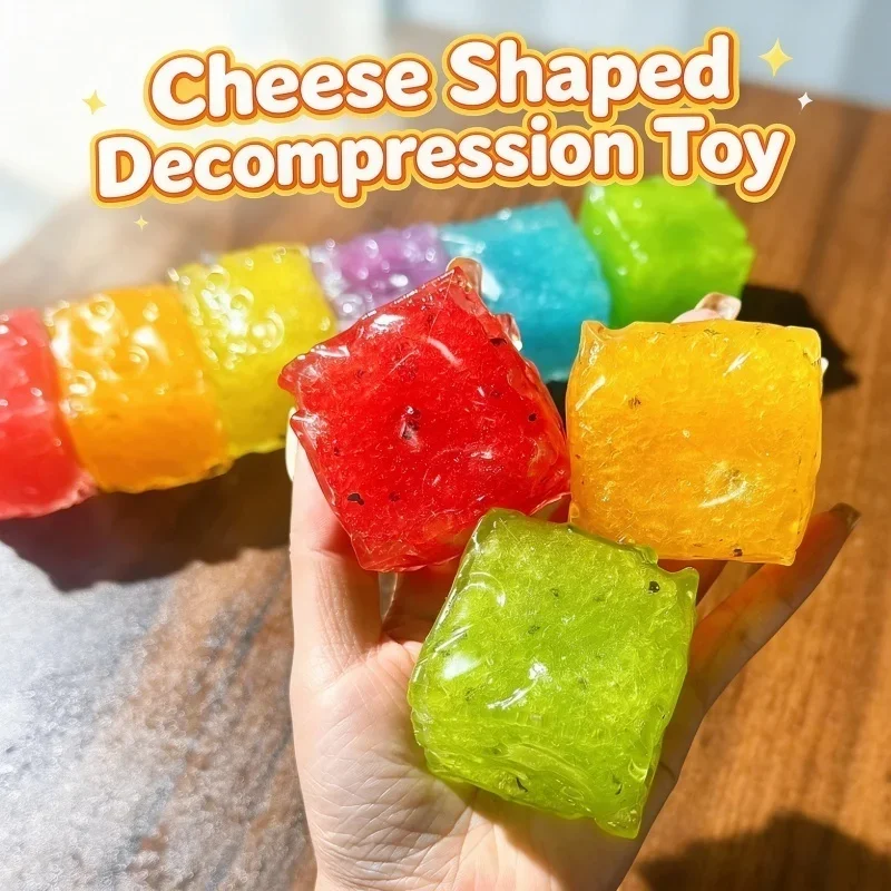 Crunchy Cheese Shaped Squeeze Toy Vaseline Filling Moldable Ice‑sand Sound ASMR Stress Relief Sensory Toy for Adults Calming