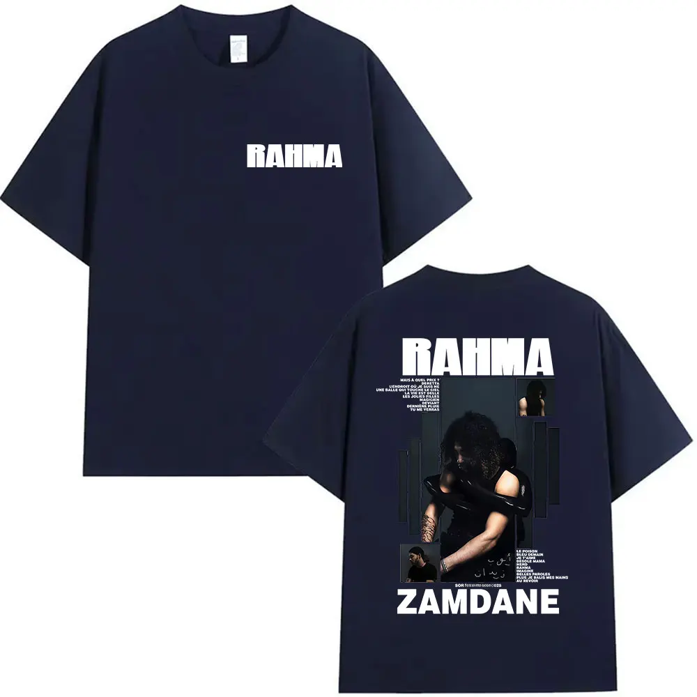 مغني الراب RAHMA Zamdane ألبوم 2025 الجرافيك تي شيرت الرجال موسيقى البوب الهيب هوب قصيرة الأكمام تي شيرت المشجعين ملابس فضفاضة القطن تي شيرت