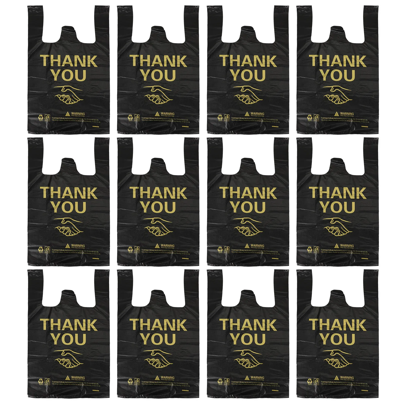 

50pcs Black Thank You 30x48cm Shopping Retail Gift Bags with Handles for Party Favor Bulk Grocery Goodie Treat Bags Storage