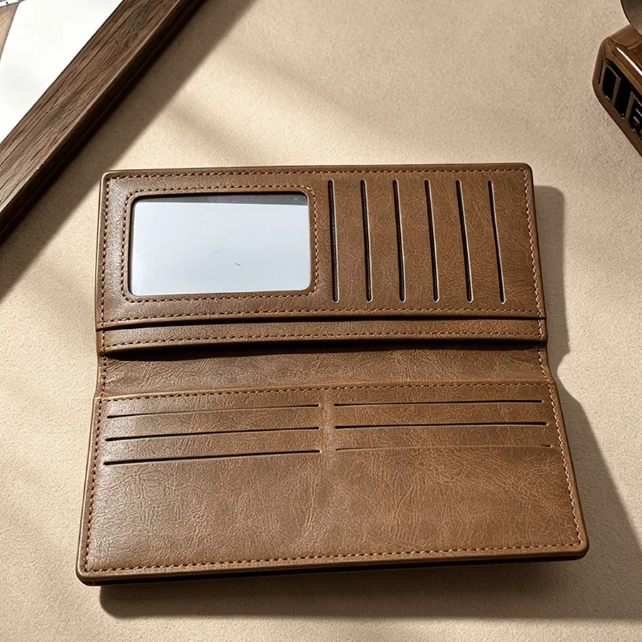 2026 New Long Ultra-Thin Wallet for Men, Retro Minimalist Large Capacity Multi-Slot Versatile Card Holder