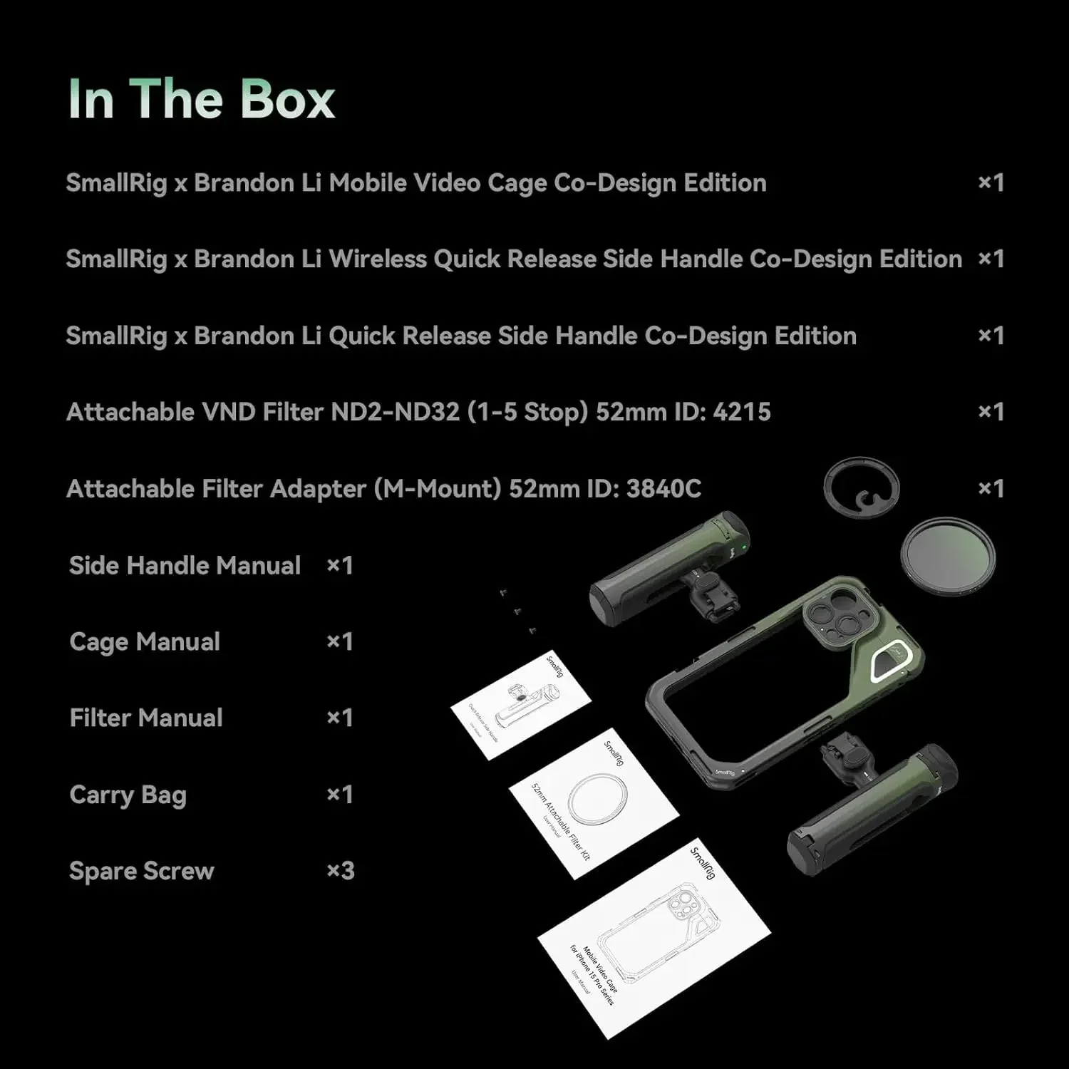 Mobile Video Kit for i Phone 15 Pro Max with Wireless Quick Release Dual Handles VND phone filter adapter4407